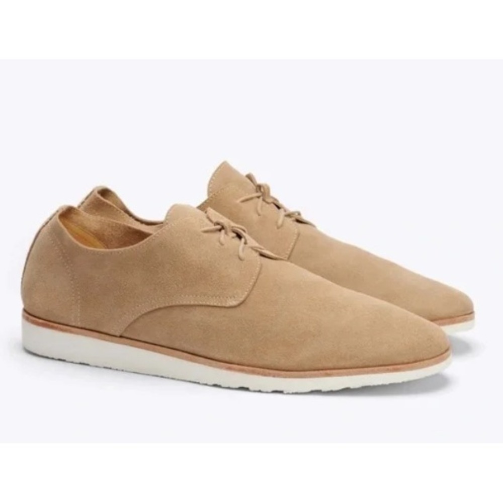 Nisolo Travel Derby Lightweight Collapsible Mens Tan Suede Leather Shoes 11.5